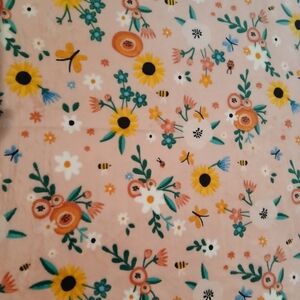 4 Yards 60 Wide x 146 Garden Print Pink Soft Silky Minky Fleece One Sided Fabric